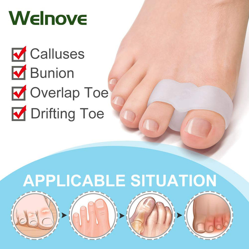 Welnove Pack of 12 Bunion Corrector, Toe Separators with 2 Loops, Big Toe Spacer Suitable for Bunion and Overlap Toe (White) - NewNest Australia
