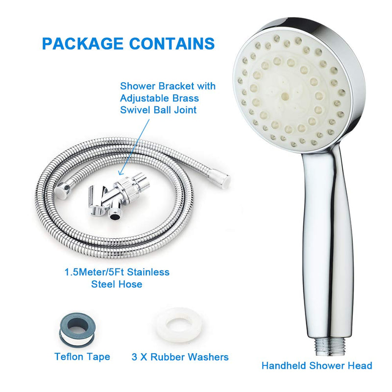 KAIREY Led Handheld Shower Head 7 Color Light Change Automatically Polished Chrome with 60 Inches Stainless Steel Hose and Adjustable Bracket - NewNest Australia
