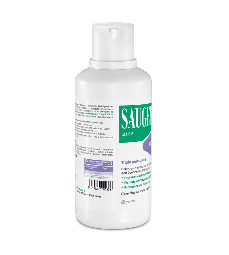 Saugella Acti3 intimate cleaner triple protection with thyme and zinc extract with protective effect against intimacy complaints - 500 ml 500.00 ml (pack of 1) - NewNest Australia