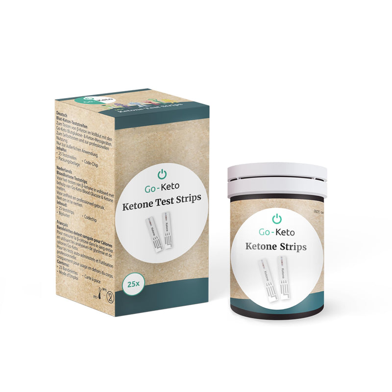 Go-Keto ketone test strips 25 pieces - suitable for the Go-Keto ketone measuring device as well as the ketone meters from Swiss Point Of Care, GK Dual and On Call, regular ketone check at home and on the go - NewNest Australia