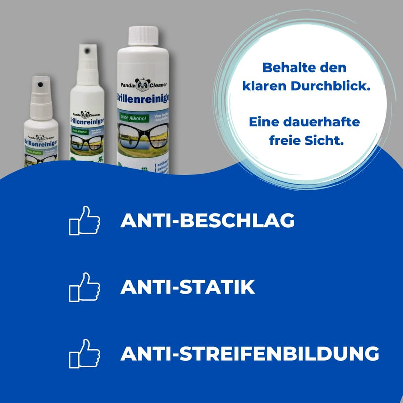 PandaCleaner glasses cleaner 50ml spray bottle | without alcohol | anti-fog | streak-free | Also suitable for displays, monitors, visors and much more (50ml spray) 50 ml (pack of 1) - NewNest Australia