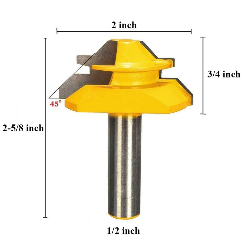 Meihejia 1/2 Inch Shank 45 Degree Lock Miter Router Bit 3/4 Inch Stock Joint Router Bit Woodworking Cutter Tool Shank 1/2", Stock 3/4" - NewNest Australia