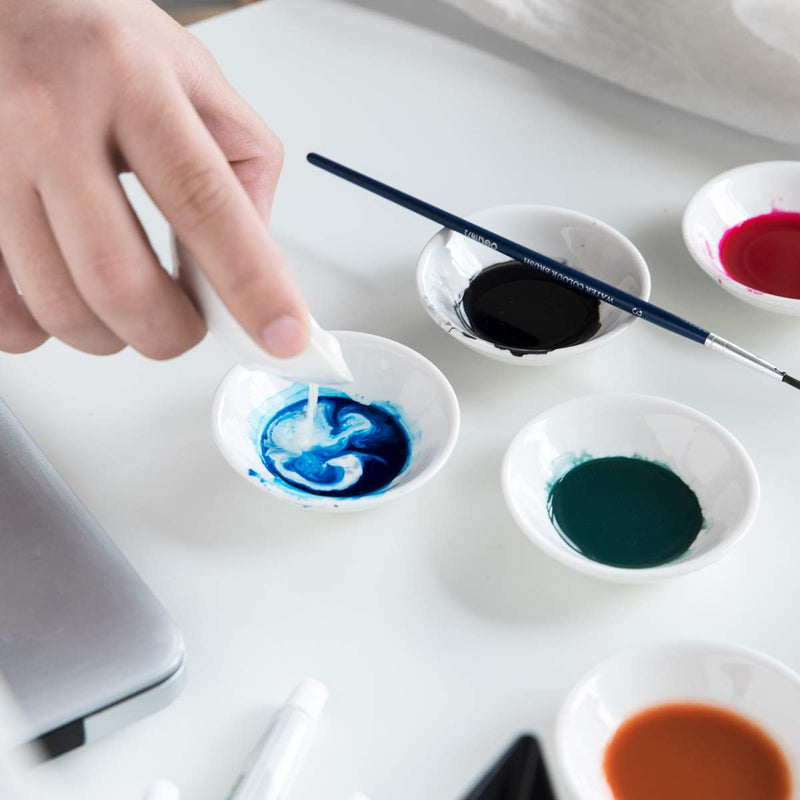 Porcelain White Round Watercolor Paint Palette, Mixing Trays Set Ceramic Artist Paint Palette Container Dish for Painting Gouache Acrylic, Stackable 12 Pack - NewNest Australia