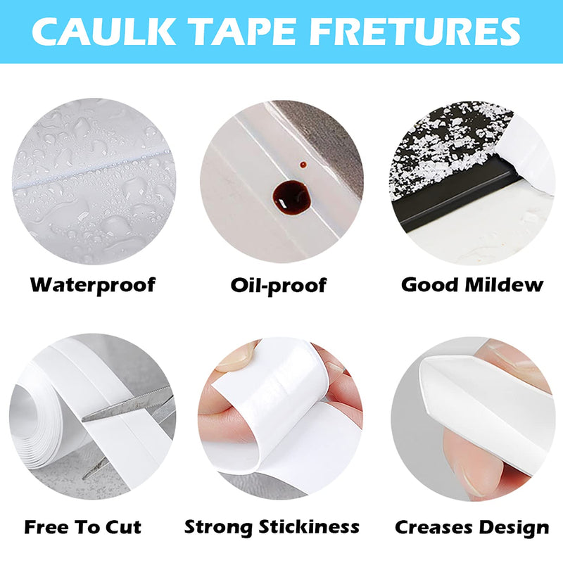 Caulk Strip, 1.5" x 10.5Ft Self Adhesive Caulk Tape, PVC Waterproof Sealing Tape for Bathroom Bathtub Kitchen Toilet Wall Grey - NewNest Australia