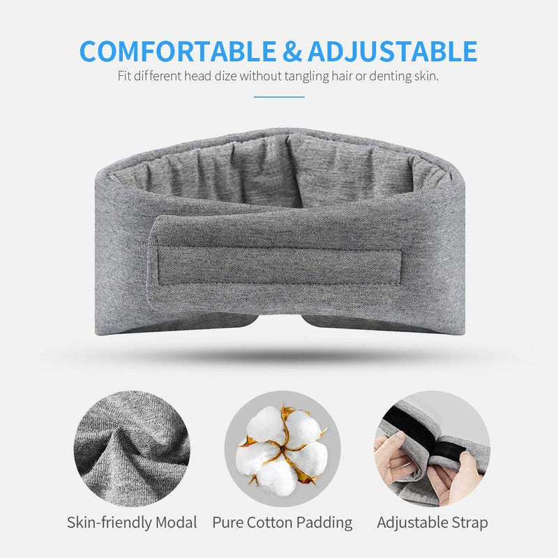 Handmade Cotton Sleep Mask - New Design Light Blocking Sleeping Eye Mask Soft and Comfortable Eye Shape Blinder Blindfold Airplane with Pouch for Nap Sleeping Travel for Women Men Kids(Gray Modal) Upgraded Gray - NewNest Australia