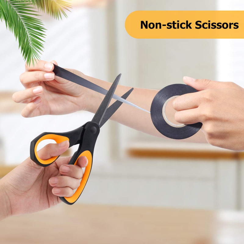 Scissors, iBayam 3 Pack 8" All-Purpose Titanium Non-Stick Scissor, Comfort Grip Sharp Nonstick Scissors for Office School Home General Use Art Craft Classroom DIY Supplies Cutting Tape Adhesive Vinyl Blue, Red, Yellow - NewNest Australia