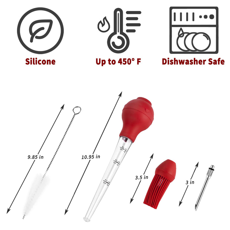 JY COOKMENT Turkey Baster with Barbecue Basting Brush, Baster Syringe for Home Baking and Roaster Turkey, Include Detachable Food Grade Silicone Bulb, Meat Injector Needle and Cleaning Brush 1 - NewNest Australia