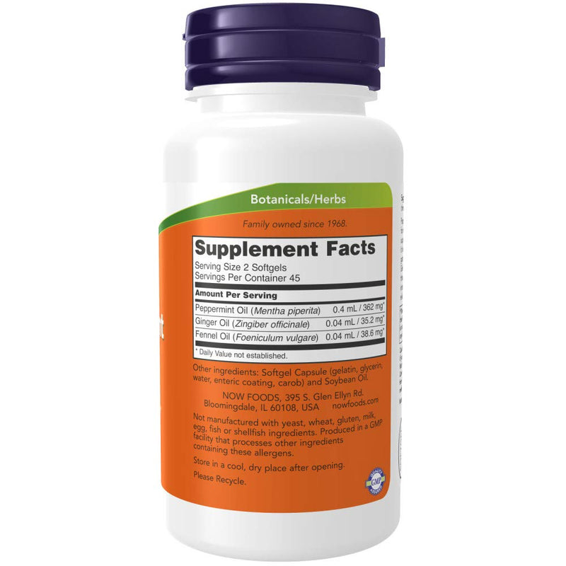 NOW Foods Peppermint Gels with Ginger & Fennel Oils, 90 Softgels (Pack of 2) - NewNest Australia