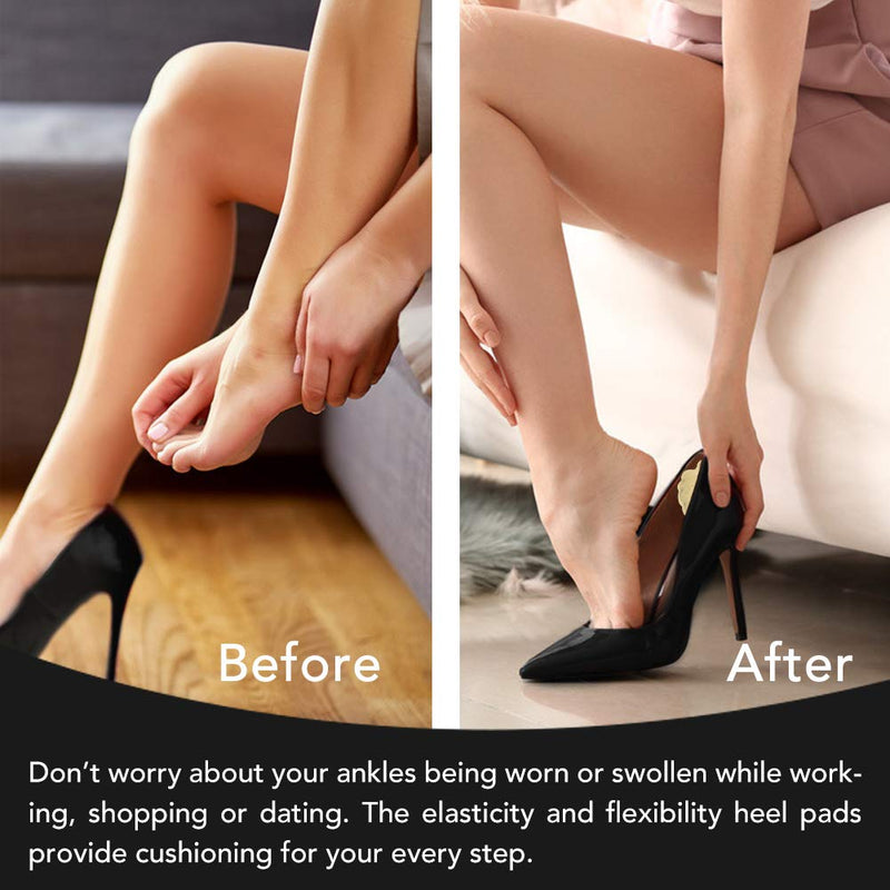 Heel Grips Thick, 8 Pairs Heel Pads High Heel Cushion Wing Shape Soft Shoe Heel Inserts for Women Shoes Too Big Self-Adhesive Anti-Slip Heel Protector Apricot Black(6mm) - NewNest Australia