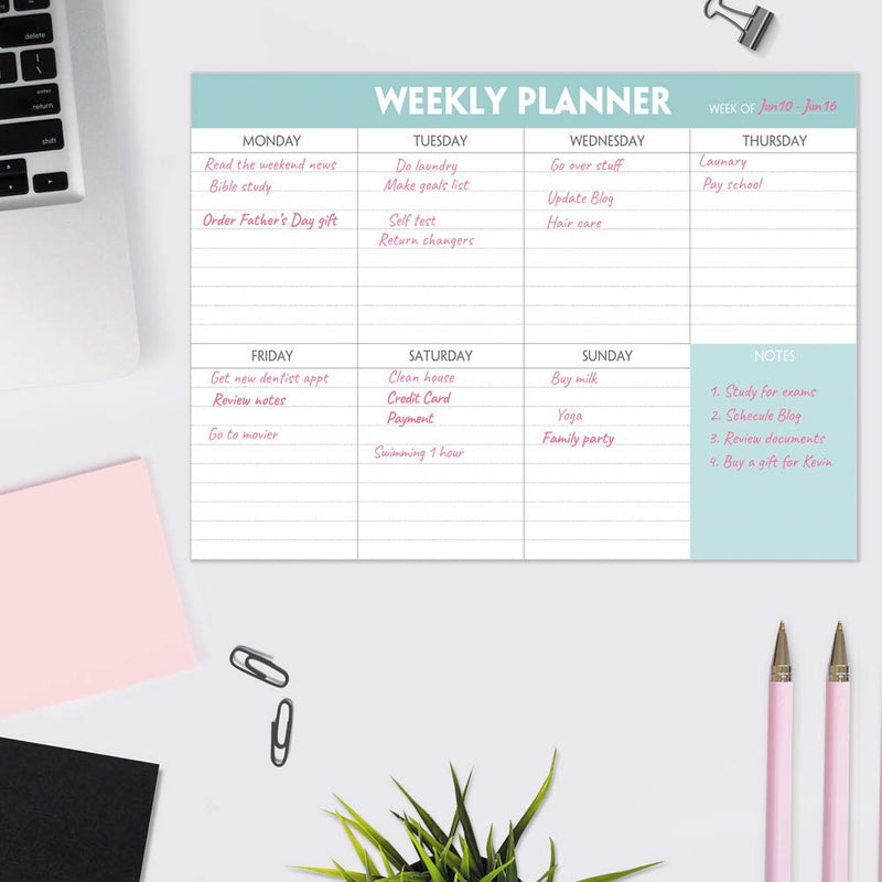 Weekly Planner Notepad - Tear Off Planning Pad with Daily Schedule & Calendar, 52 Sheets, 100gsm Paper, Undated Weekly To Do List Notepad, 10x7 in 10"x7" - NewNest Australia