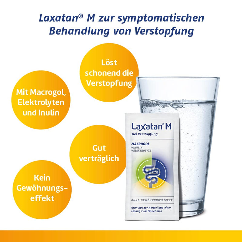 Laxatan M – does not solve constipation immediately, but gently, without habituation effect & well tolerated | With macrogol, electrolytes & inulin | 10 bags (drinking granules) 10 pieces (pack of 1) - NewNest Australia