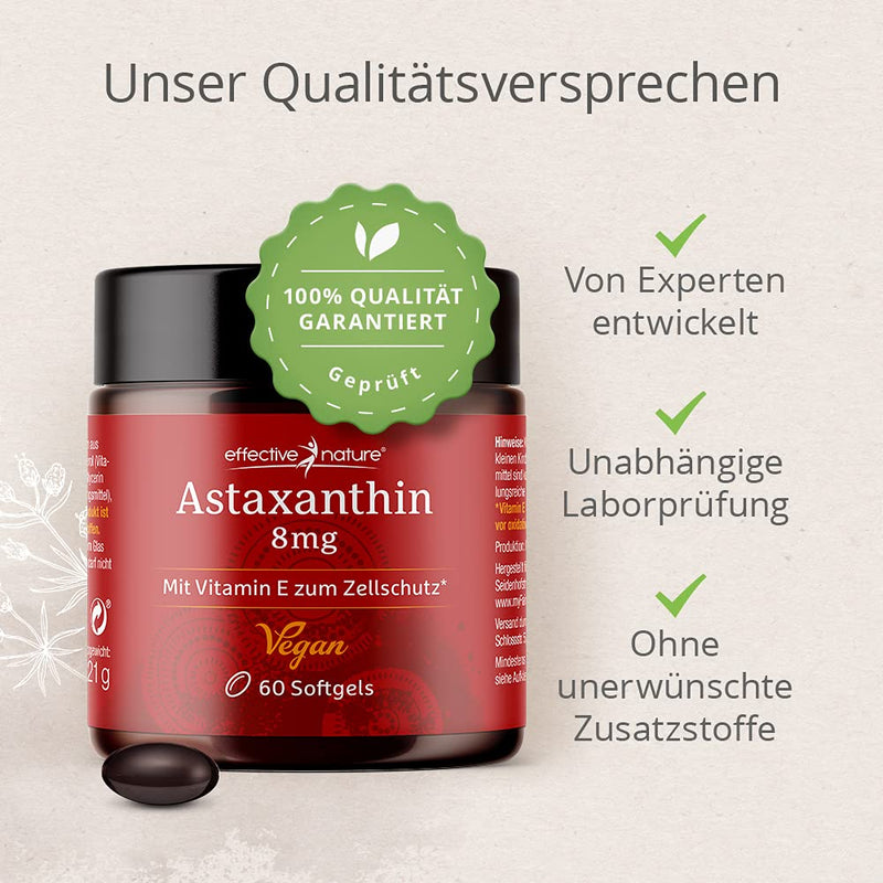 Astaxanthin vegan - 60 capsules for one month - Developed and produced in Iceland - Astaxanthin capsules high dose with 8 mg per day - With vitamin E - NewNest Australia