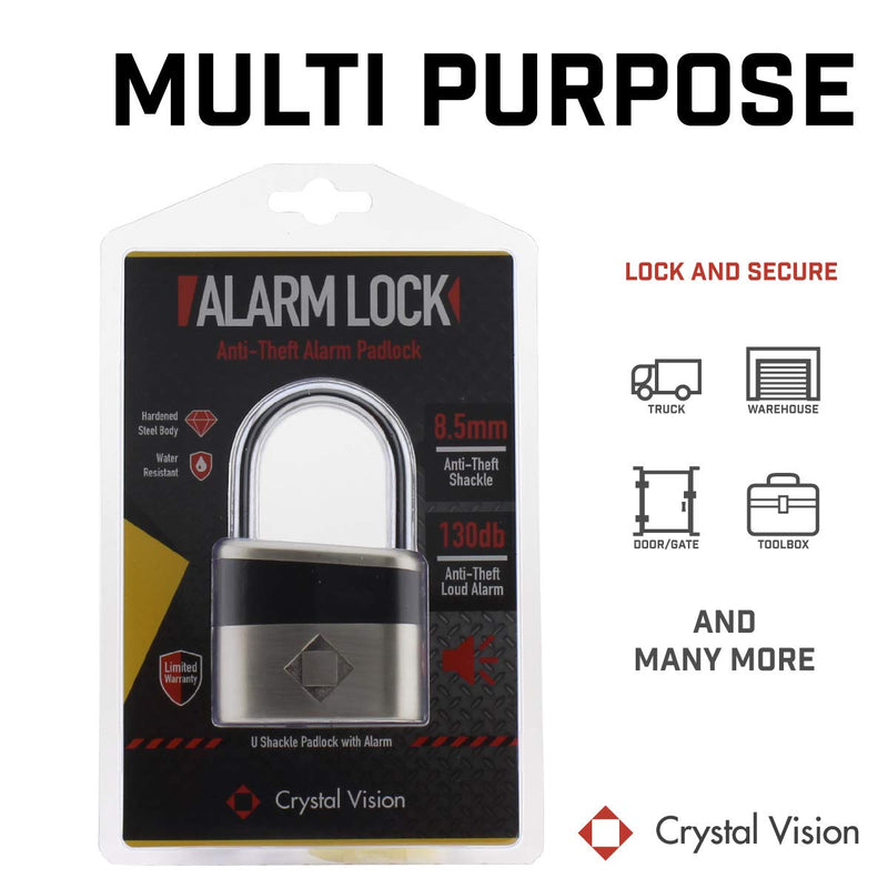 Crystal Vision Anti-Theft Loud 130db Alarm Lock Weather Proof Heavy Duty Multi Purpose (8.5mm) 8.5mm - NewNest Australia