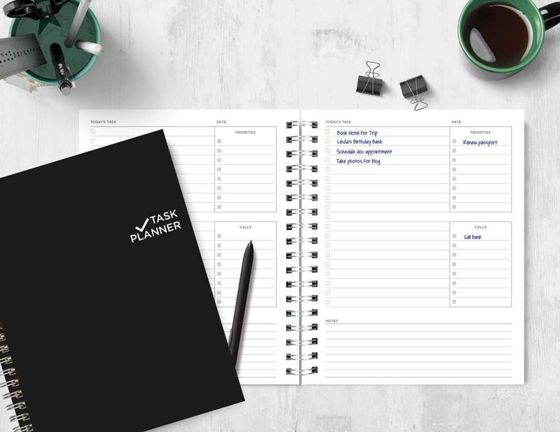 Blueline Undated Task Planner, Duvet Laminated Cover, Black, 9.25" x 7.25", 270 Pages (B310.81) - NewNest Australia