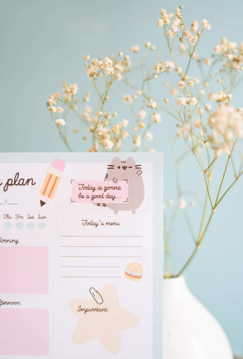 Official Pusheen A5 Desk Pad with Daily, Weekly and Monthly Calendar, Desktop Planner, Desktop Note Pad, 54 Undated Tear Off Sheets, 5.8 x 8.3 inches, To Do List - Kawaii Stationery Pusheen Foodie Collection - NewNest Australia