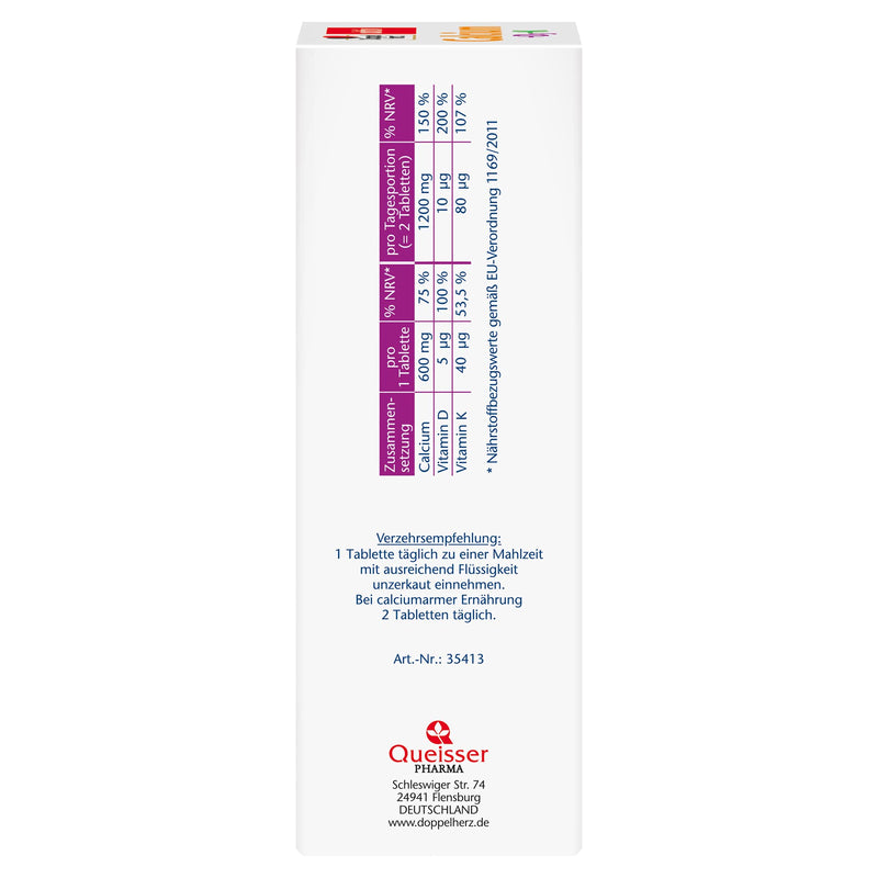 Doppelherz Calcium + Vitamin D3 – With calcium and vitamin K as a contribution to normal bone maintenance – 120 tablets single - NewNest Australia