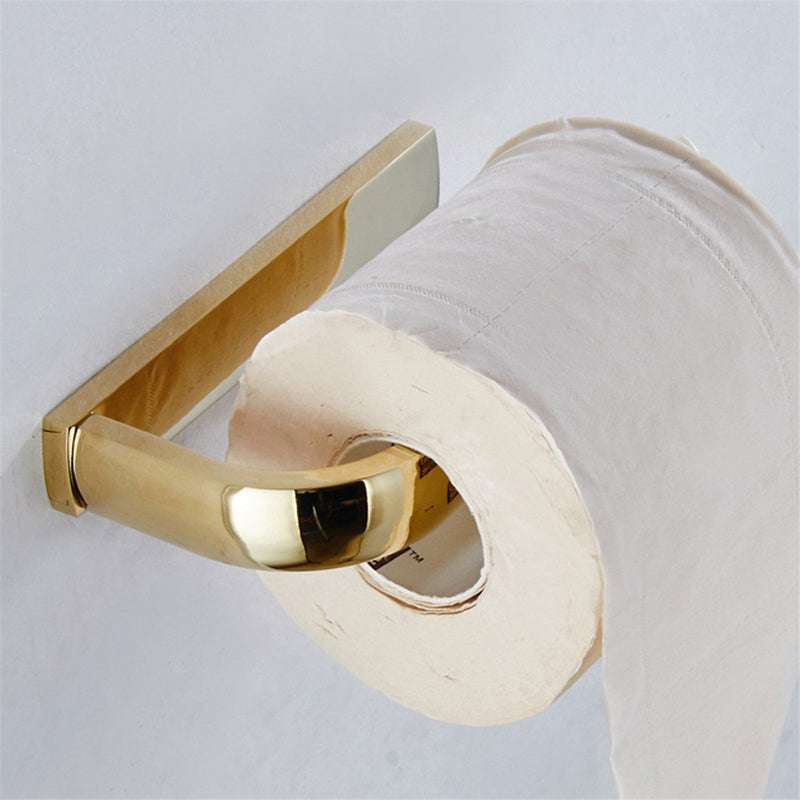 BigBig Home Gold Toilet Paper Holder Towel Holder, Brass Bathroom Hardware Includes Towel Ring and Toilet Roll Holder Wall Mount 2 Pieces Set Gold Finish - NewNest Australia