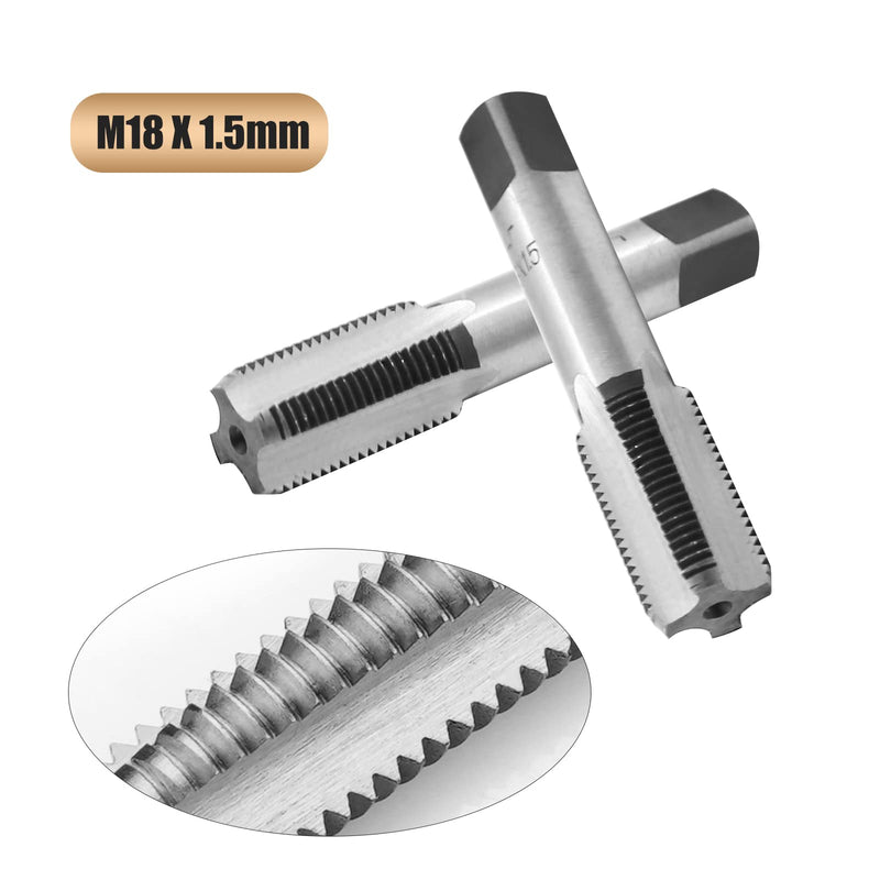 Anxingo 2PCS HSS 18mmx1.5 Metric Taper & Plug Tap Right Hand Thread M18x1.5mm Pitch New - NewNest Australia