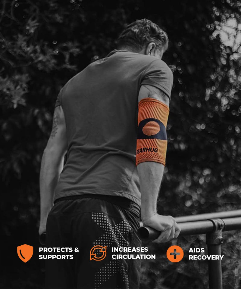 Bearhug Elbow Support for Men and Women - Elbow Sleeve for Tennis Elbow, Muscle Injury and Pain Relief - Bamboo Elbow Brace for Sports, Golf, Weightlifting L Single - NewNest Australia