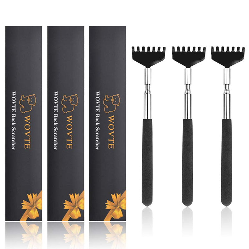 Back Scratcher, WOVTE 3 Pack Black Portable Extendable Stainless Steel Telescoping Back Massager for Adults Men Women Itch Relief (7.87 to 26.77 Inch) - NewNest Australia