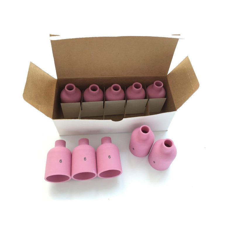 Pack of 10,Large Gas Lens Alumina Cup Shield Nozzles 57N75(#6) Fit PTA DB HW WP-17 18 26 Series TIG Welder Torch - NewNest Australia