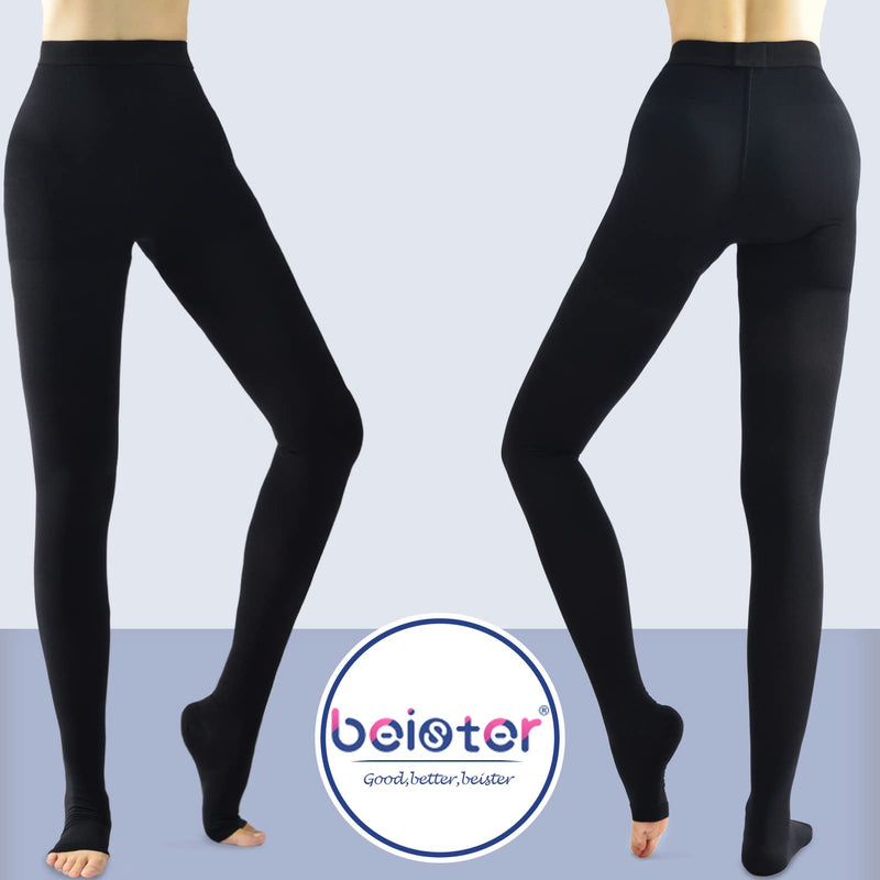 Beister Medical Compression Stockings Women'S Long 20-30 Mmhg Support Stockings Men'S Opaque Open Toe Compression Trousers Class 2 Solid Support For Varicose Veins, Edema, Black - NewNest Australia