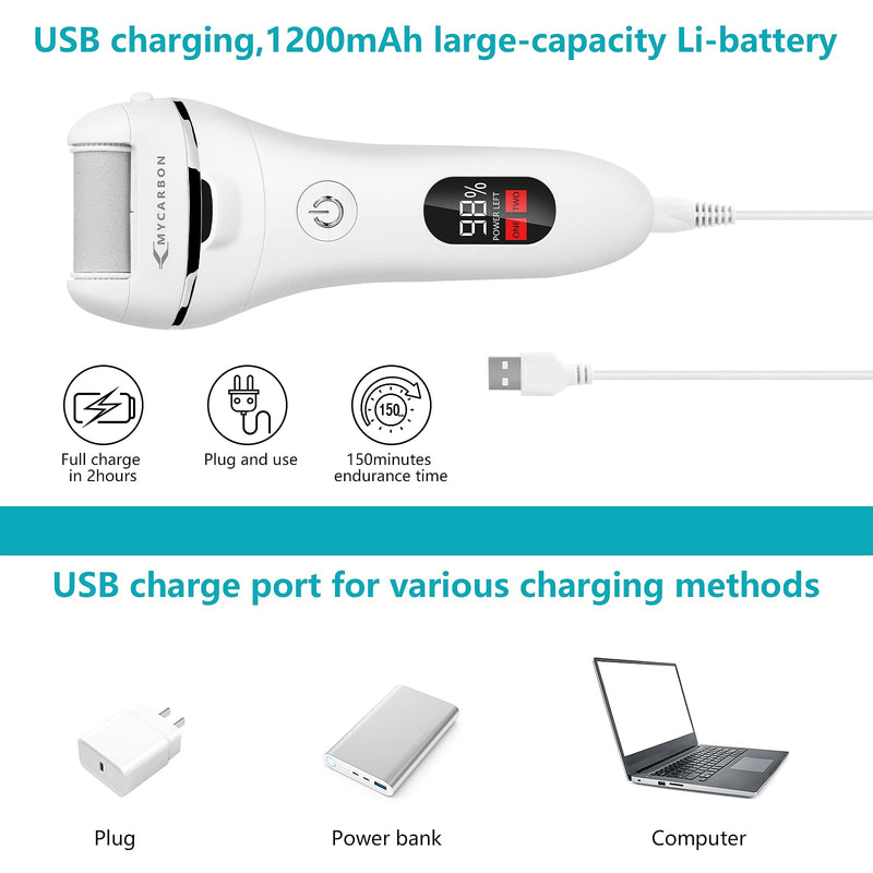 Mycarbon Electric Callus Remover With Led Display, 1200 Mah Rechargeable Electric Callus Remover With 2 Replacement Rollers Ipx5 Waterproof Callus Slicer Foot Care Device Pedicure Set - NewNest Australia
