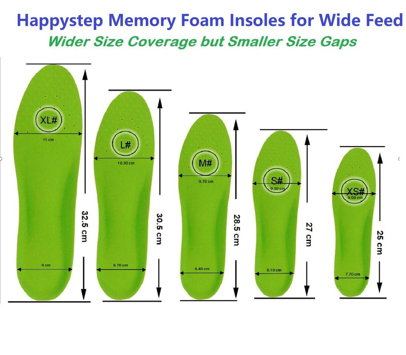 Happystep Wide Fit Plantar Fasciitis Orthotics PU Memory Foam Insoles Comfortable Shoe Inserts, Cushioned Arch Support, Heel Cushioning, Shock Absorption and Foot Pain Relief (UK Size 11-13) UK 11-13 - NewNest Australia