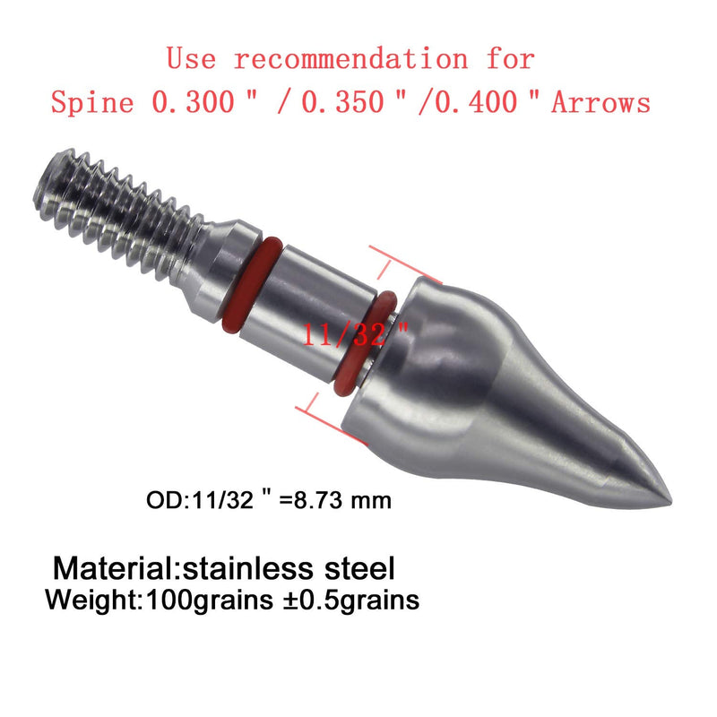 maifield Stainless Steel Archery Field Points, Easy Pull Various Outside Diameter,85/100/125/150 Grains,Screw in Archery Field Tips 100 Gra" 11/32" Combo Shape, 100 Grain - NewNest Australia