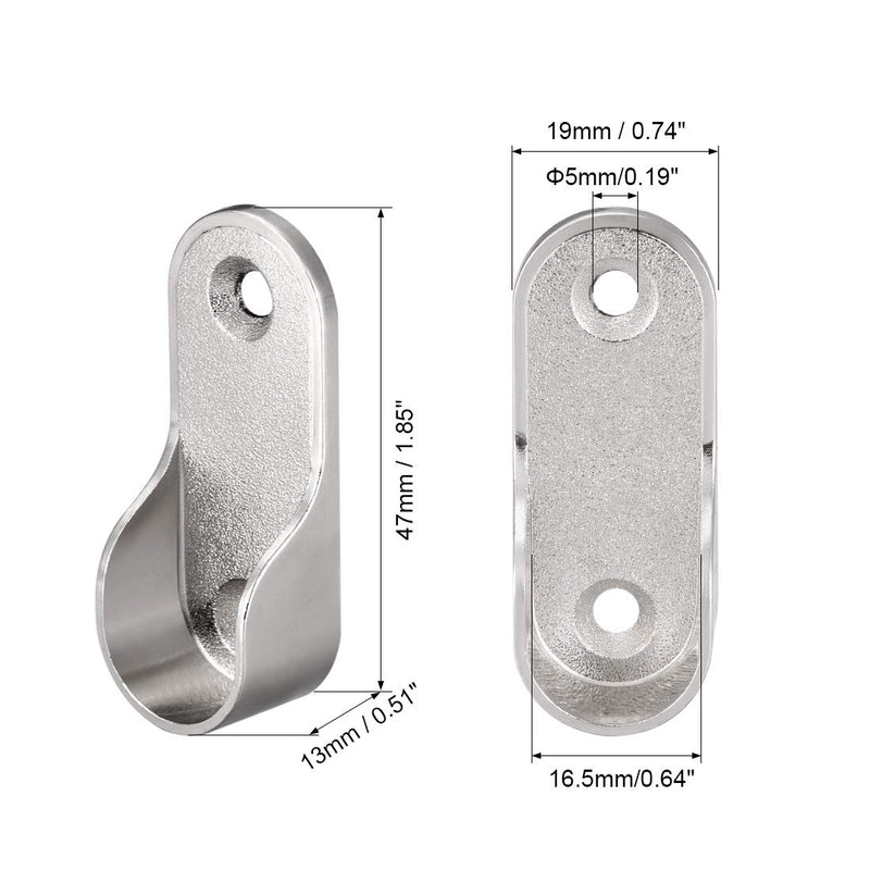 uxcell Oval Closet Rod End Supports, Fit Rod Dia 16.5mm 10 PCS - Wardrobe Rod Flange Bracket Support - Nickel Plating - NewNest Australia