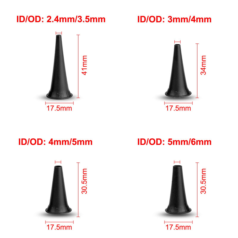 Ninyoon Original 4 Pack 2.4/3/4/5mm Otoscope Speculum Tips, Reusable Non-Disposable Speculum Otoscope Tips Accessory Set for Adults and Children, Total 16 Units - NewNest Australia