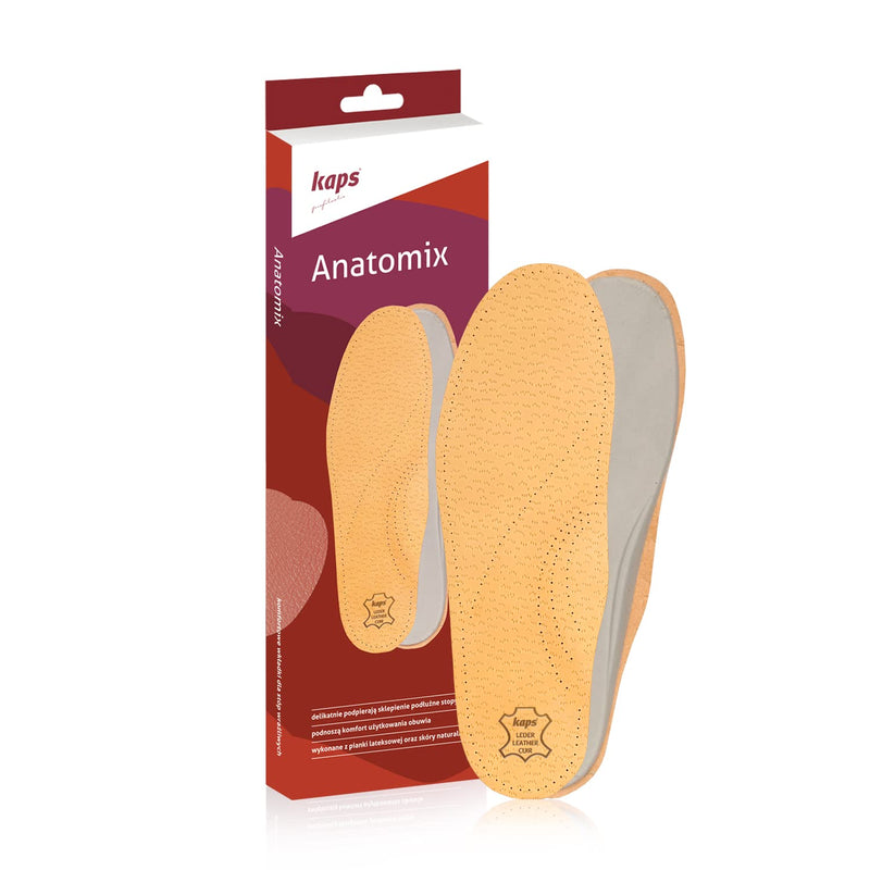 Orthotic Leather Insoles for Fallen Longitudinal Arch, Shoe Inserts for Flat Feet, for Men and Women, Vegetable Tanned Leather, Kaps Anatomi (37-38 EUR / 4-5 UK / Women) 37-38 EUR / 4-5 UK / Women - NewNest Australia