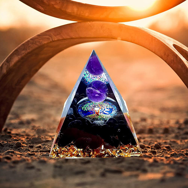 ycyingcheng Pyramid Ogan Crystal Energy Tower Nature Reiki Chakra Crushed Stone, Crystal Orgone Pyramid Crystal Pyramid Stone of Courage Healing Throat Chakra Stress Relaxation F - NewNest Australia