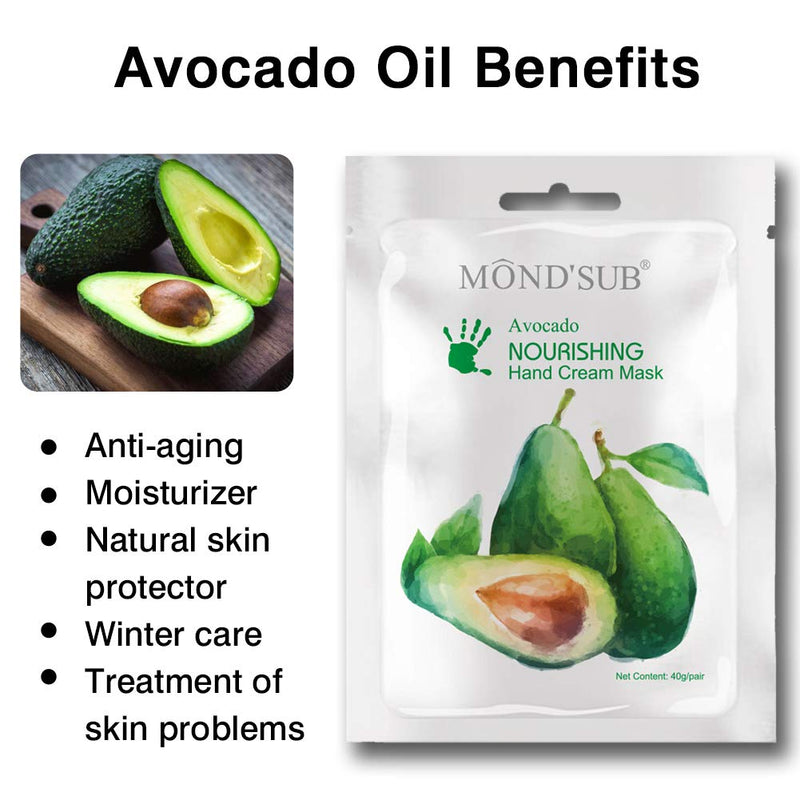 5 Pairs MOND'SUB Avocado Moisturizing Hand Masks | Hydrating Gloves for Dry Hand and Dry Skin | Nourishing & Soothing & Whitening |Best Natural Skin Care Products Full With Natural Oil - NewNest Australia