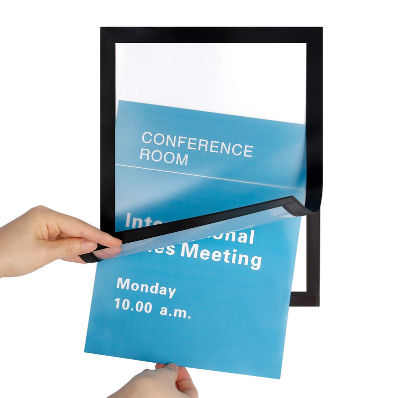 MFoffice Window Sign Holder - Plastic Picture Frames 8.5x11'' - Double Sided and Adhesive for Wall/Door/Refrigerator/Cupboard Display Frame,Black,Pack of 2 2Pack Black - NewNest Australia