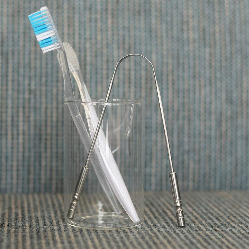 HealthAndYoga(TM) Tongue Cleaner Scraper - Hygienic Seal-Pack – Surgical Grade Stainless Steel, Non-Synthetic Grip – Sterilizable Tongue Brush Cleaner (with Organic Storage Bag) Surgical Steel - 1 Pack (with Travel Bag) - NewNest Australia