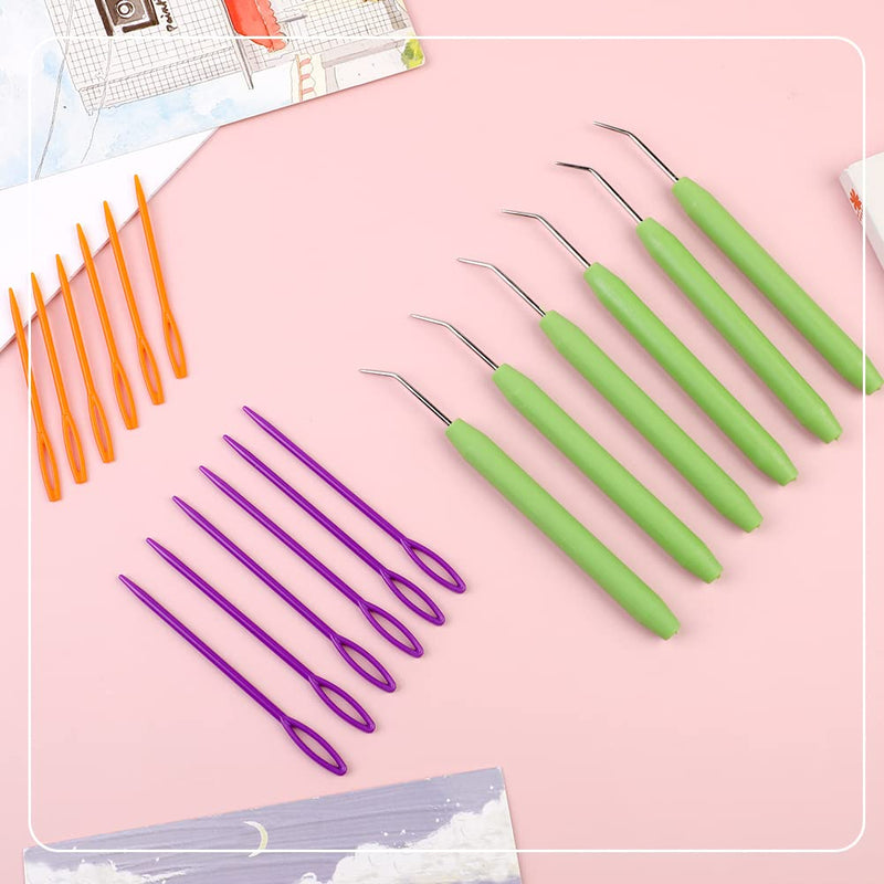 Loom Knit Hook Set, Crochet Needle Hook Kit, 8 Pcs Green Knitting Loom Hook with 12 Pcs Colorful Plastic Sewing Needles for Knitting Looms Knitting Boards - NewNest Australia