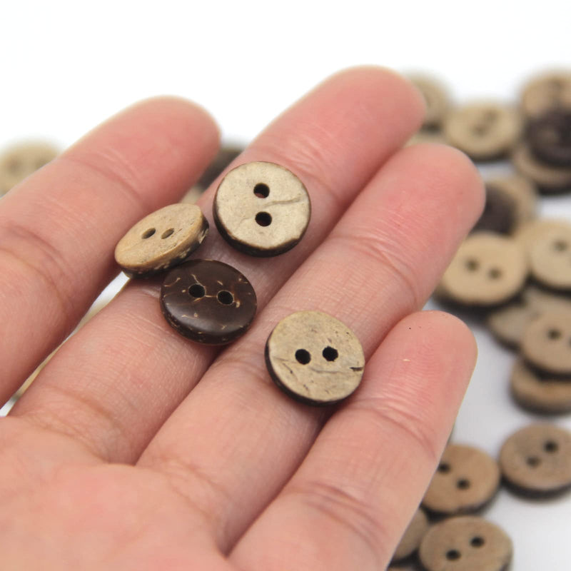 USOSOU 100pcs 10mm(3/8") Brown Natural Coconut Shell Buttons, 2 Holes Eco-Friendly Wooden Buttons for Clothes, Children Scrapbooking, Baby Sewing Decorations, DIY Crafts 10mm(3/8") - NewNest Australia