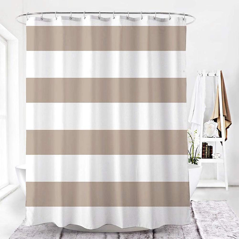 Jasion Shower Curtain Set Taupe Tan Cream Stripes Waterproof Fabric Bathroom Curtains Home Bath Decor with 12 Hooks 72 X 72 Inches - NewNest Australia