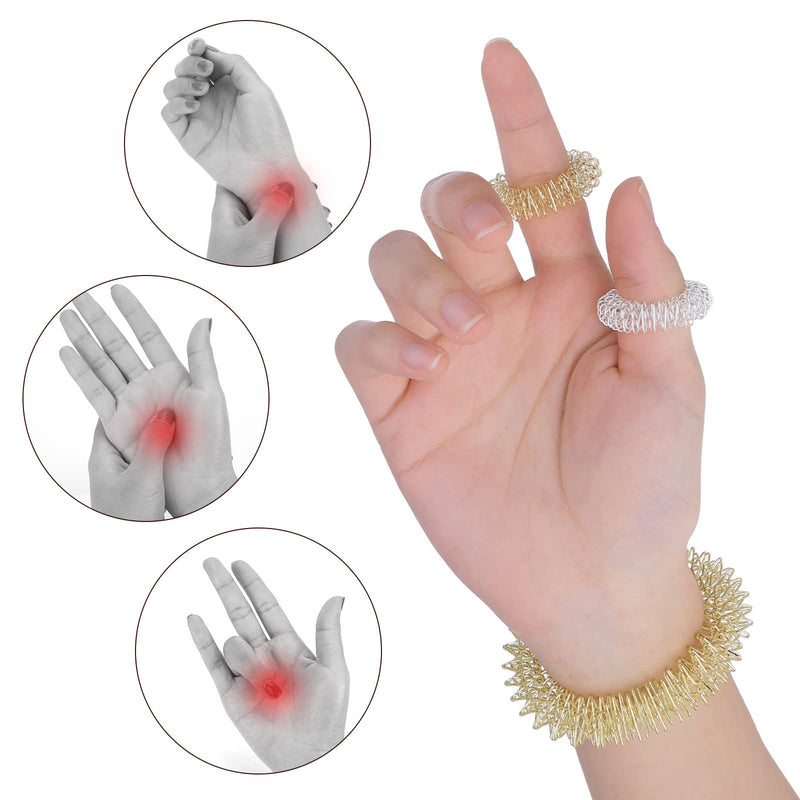 Prasacco 10 Pcs Spiky Sensory Finger Rings Acupressure Rings Sensory Finger Rings Set Wrist Massage Bracelets Fidget Sensory Toys Silent Stress Reducer and Massager - NewNest Australia