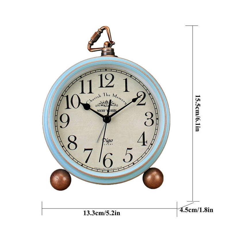 NewNest Australia - JUSTUP Table Clock, Vintage Non-Ticking Table Desk Alarm Clock Battery Operated with Quartz Movement HD Glass for Bedroom Living Room Kids (Arabic) Arabic 