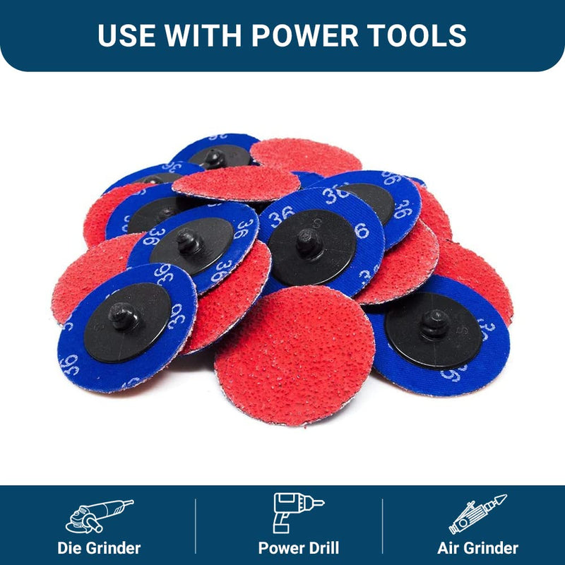 Benchmark Abrasives 2" Ceramic Quick Change Sanding Discs with a Male R-Type Backing Pad 24 Grit - 25 Pack - NewNest Australia