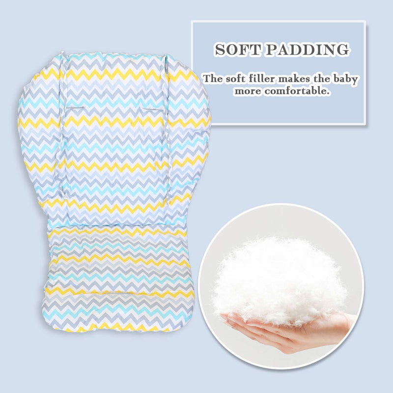 Twoworld High Chair Cushion, Large Thickening Baby High Chair Seat Cushion Liner Mat Pad Cover Breathable (Wavy Stripes) Blue Wavy Stripes - NewNest Australia