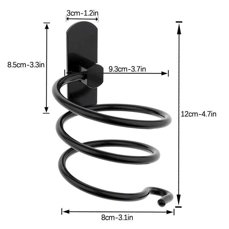 Wall Mounted Spiral Hair Dryer Holder with Hair Straightener Holder Punch-Free Hair Dryer Holders With Cable Tidy bath Wall Mounted Metal Hair Dryer Stand for Hotel, Bathroom, Barbershop (black) - NewNest Australia