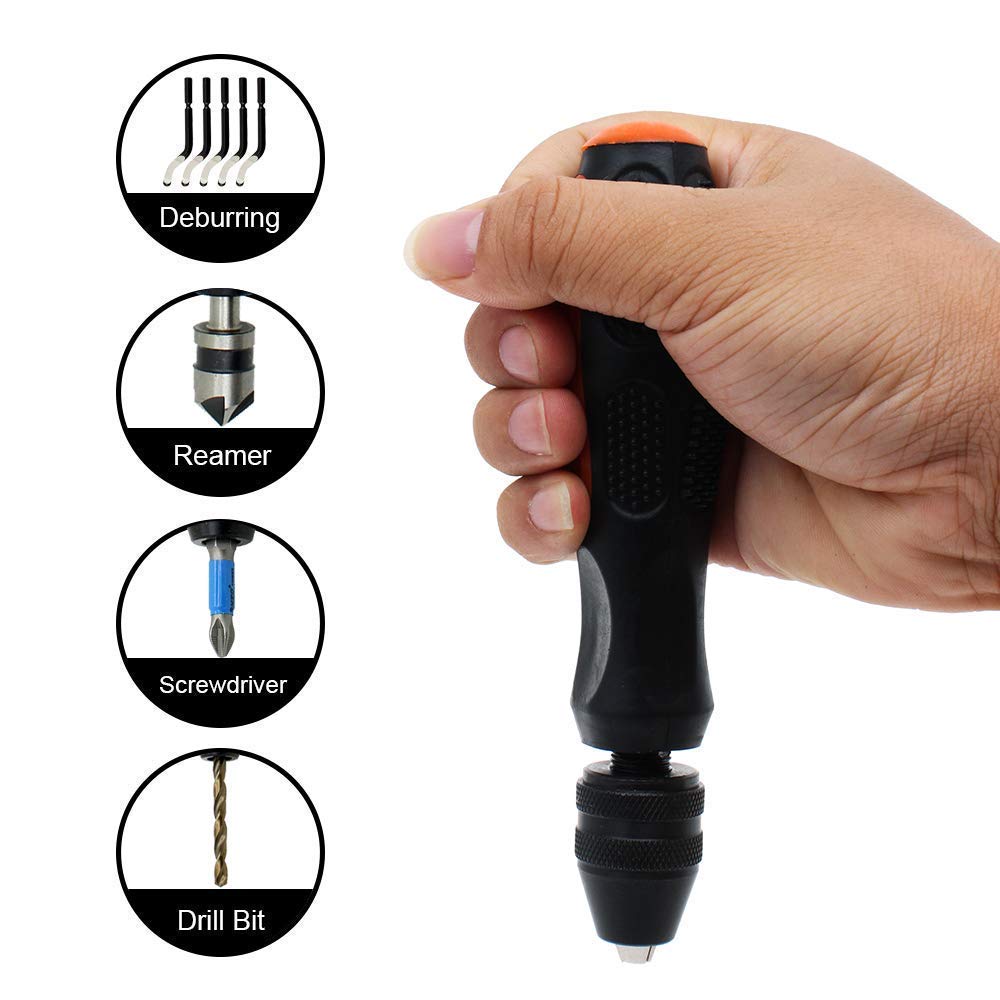 2Pcs Hand Twist Drill Set - Adjustable Pin Vise Chuck 0.3-3.2mm For Manual Drilling