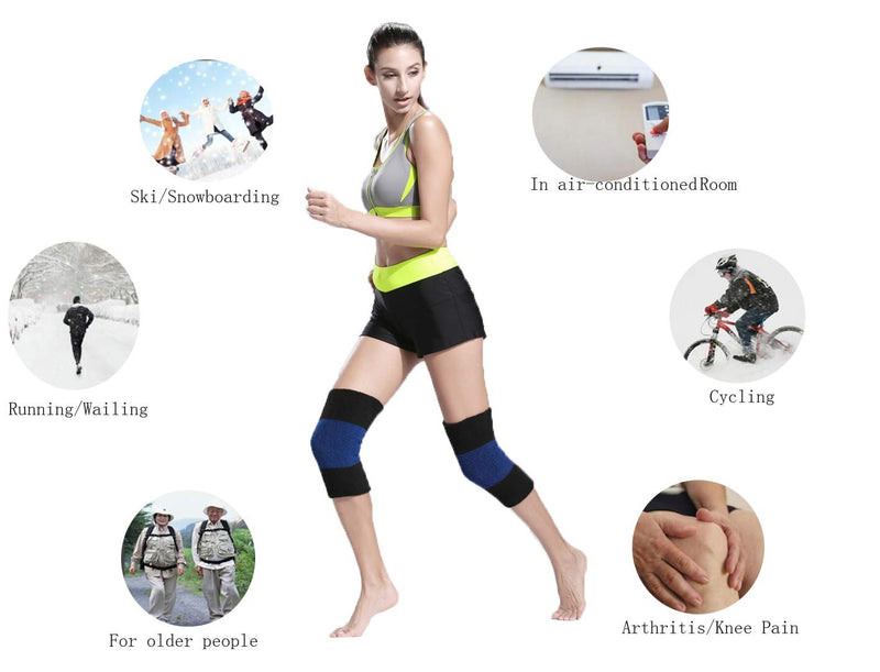 Men Women Thicken Thermal Knee Braces Leg Warmers Winter Breathable Cozy Warm Knee Pads Leg Sleeves Support Protector for Ski Cycling Dance Runing Arthritis Tendonitis, 1 Pair Black&Grey - NewNest Australia