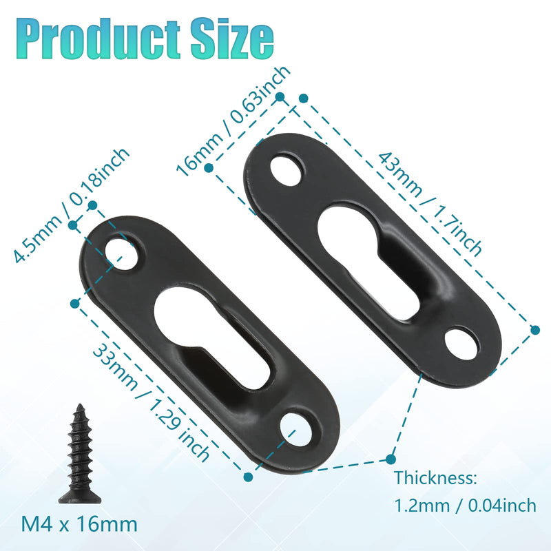Litoexpe 30 Pcs Single Keyhole Hangers Hanging Plate with 60 Pcs Screws, 43mm x 16mm Metal Keyhole Hanging Fasteners Brackets for Frame Mirror Picture (Black) Black 30Pcs - NewNest Australia