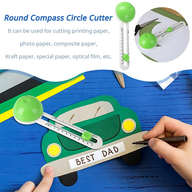 Circle Cutter Paper Trimmer Scrapbooking Circular Cutter Craft Cutting Tool, Rotary Cutter for Cardstocks (included 3 blades) (Green) Green - NewNest Australia
