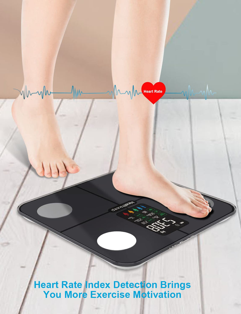 Body Fat Scales Personal Scales Digital Scales With Body Fat And Muscle Mass For 15 Body Data Heart Rate Monitor Scales People With Large Va Screen With App For Ios And Android - NewNest Australia