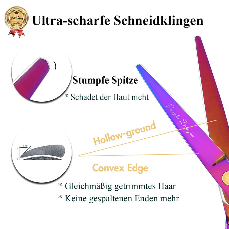 Purple Dragon Hairdressing Scissors, 5.5 Inch, Professional Hairdressing Scissors Set, Perfect Haircut For Men And Women, Sharp Scissors For Barbers / Hairdressing / Beginners (Iridescent) - NewNest Australia